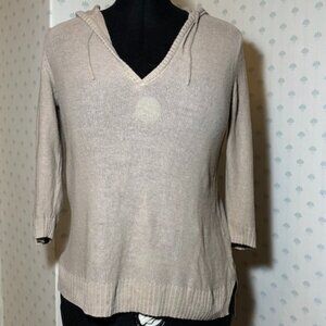 Old Navy | Sheer Linen Tunic Hoodie w/ 3/4 sleeves - Tan